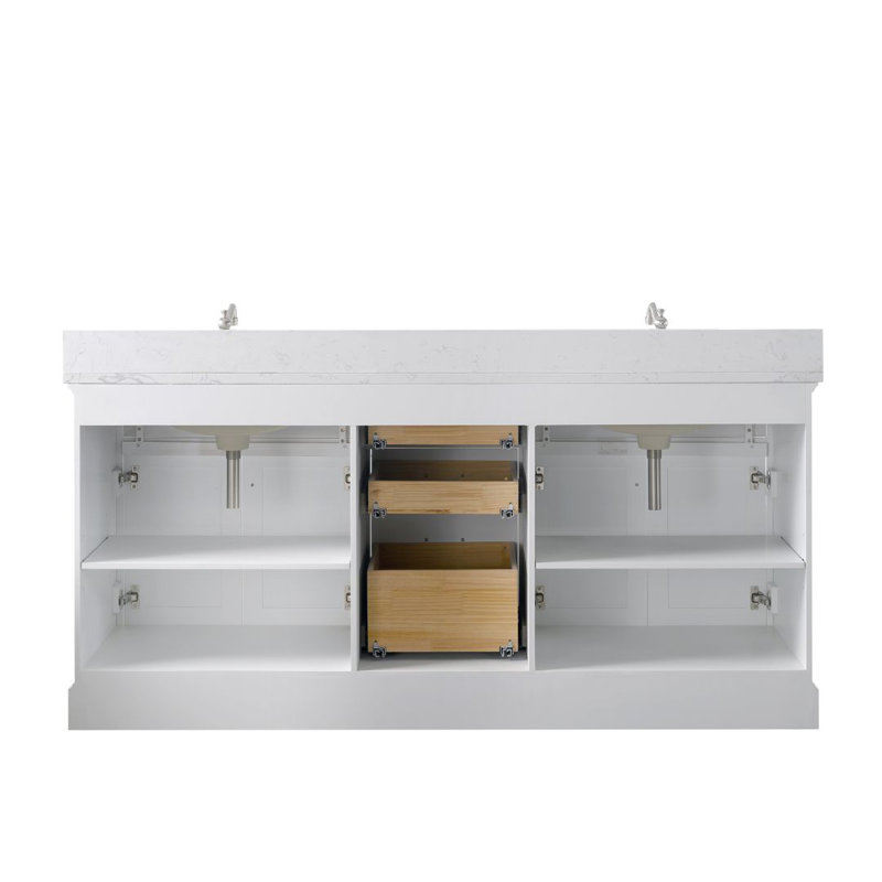 Ensemble de meuble-lavabo double 72 po Currahee, Blanc / nickel brossé