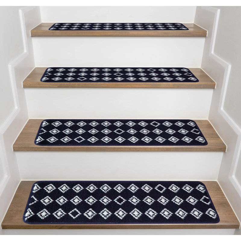 Tapis d'escalier 9 x 28 po antidérapants (ensemble de 13), Bleu