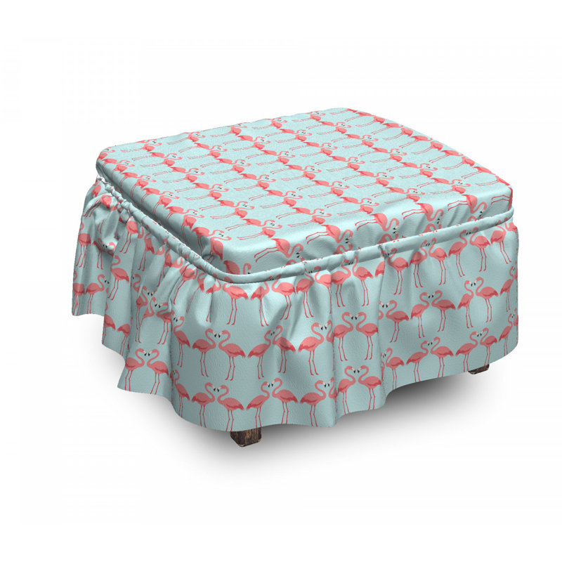 Housse pour repose-pieds flamant rose oiseaux