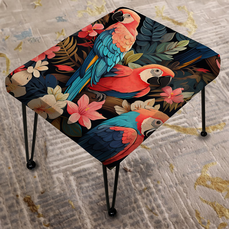 Bouquet d'été tropical d'oiseaux - repose-pieds rectangulaire floral