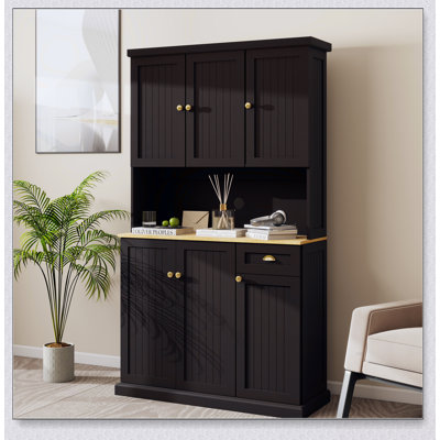 Armoire de rangement pour garde-manger autoportante avec tablettes réglables, comptoir de four à micro-ondes et grand espace de rangement