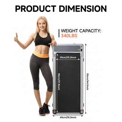 Alvantor Walking Pad Treadmill,Ultra-Thin Under Desk Treadmill for Home/Office, Quiet Portable Walking Machine with Remote Control & LED Display,Silver