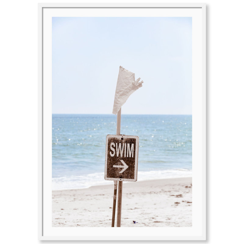 Swim Malibu Beach Print by Carly Tabak, 18" W x 25" H, White Wood
