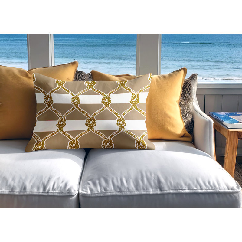 Barnon Reversible Throw Pillow, Beige, 14"H x 20"W