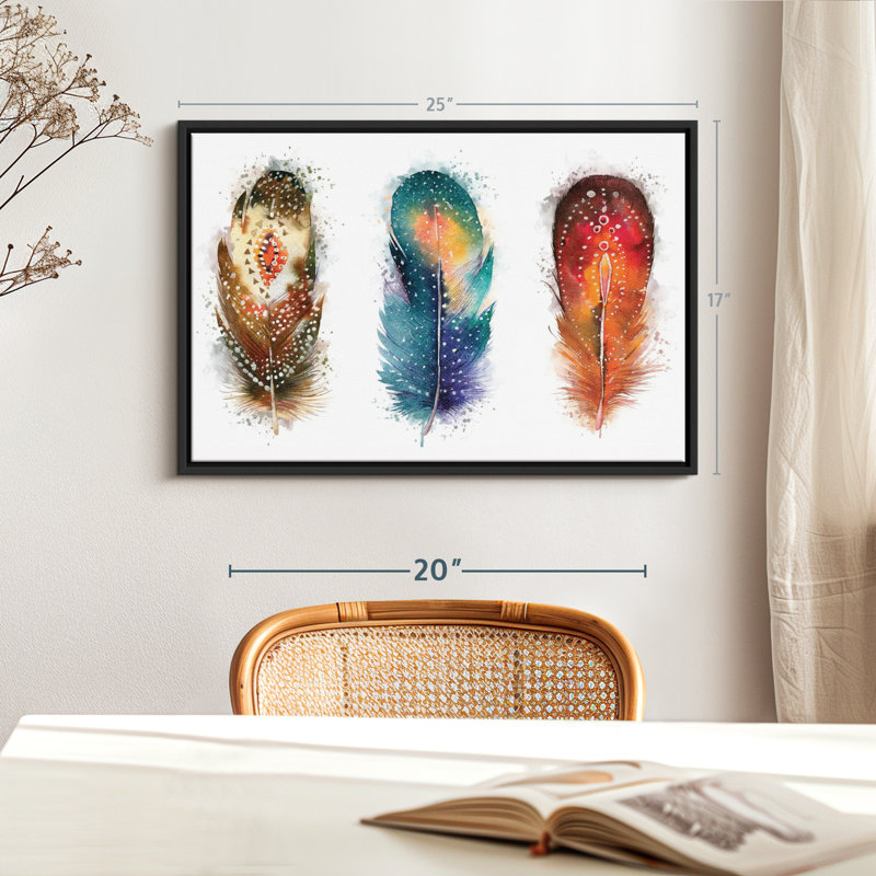 " Feather Patterns Splatter Canvas Print ", 17" H x 25" W