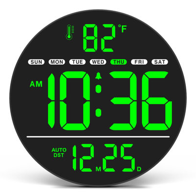 Digital Wall Clock with LED Display, Electric Wall Clock with Temperature