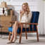 Fauteuil Mid-Century moderne, fauteuil d'appoint rembourré de 25 pouces de largeur, bleu foncé
