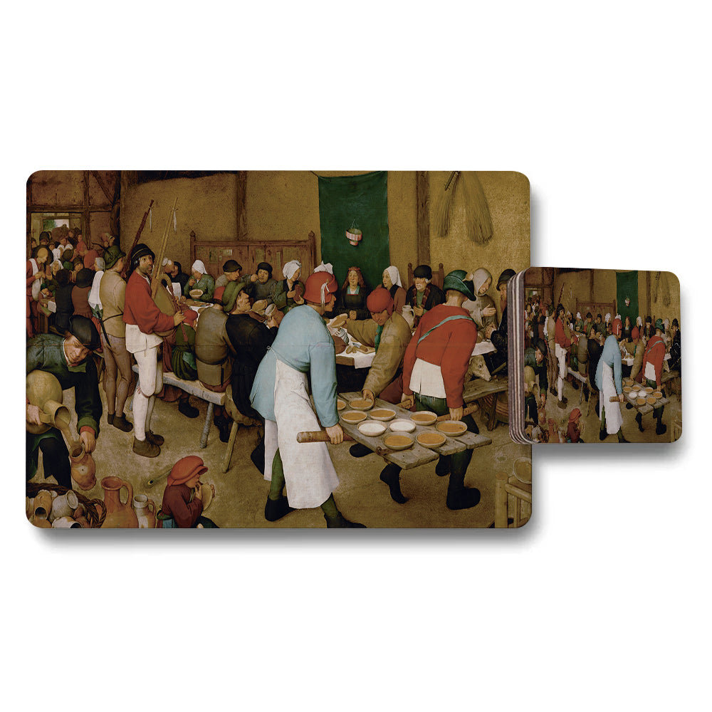 Vintage Dining Scene Placemat And Coaster Set Artwork