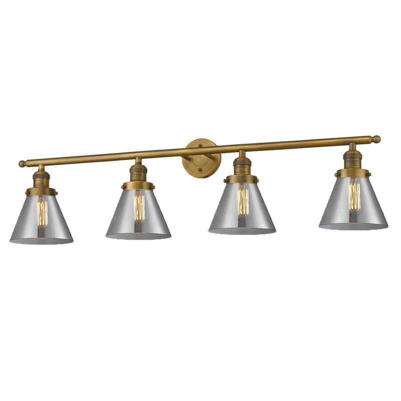 4 - Light Dimmable Vanity Light, Seedy, Brushed Brass