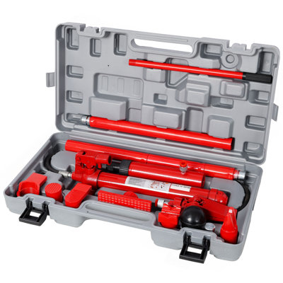 Ensemble d'alimentation Porta 10Ton, vérin hydraulique portatif avec tuyau à huile, trousse de réparation de cadre de carrosserie avec étui de rangement pour la réparation automobile, camion, ferme