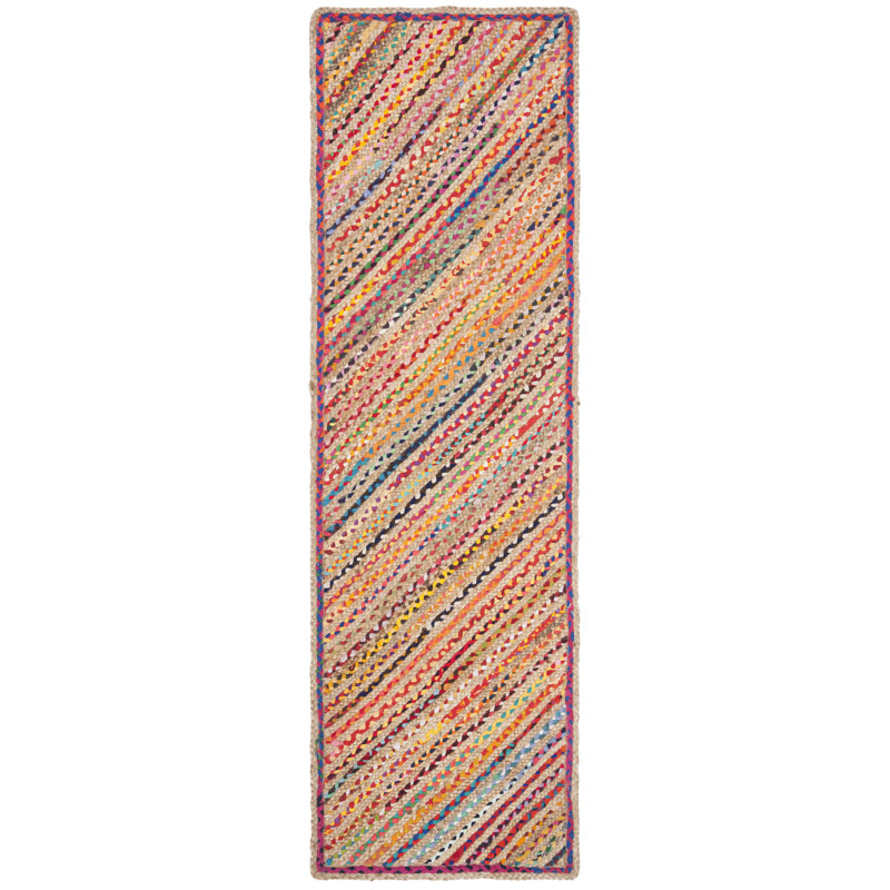 Polegate Hand Woven Jute, Cotton Rug, Runner 2'3" x 8'