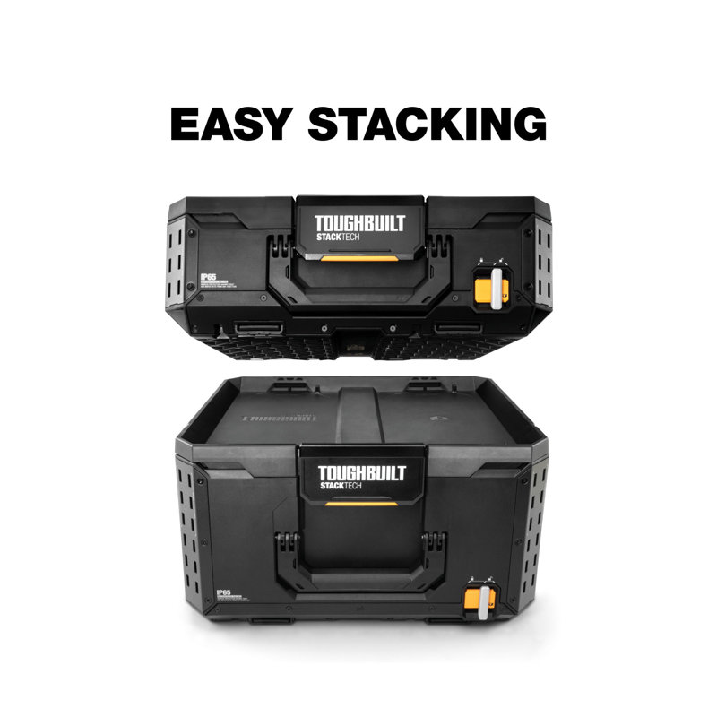 StackTech Large Tool Box with Auto-Locking Interface and Tray, 11.7" H x 21" W x 16" D