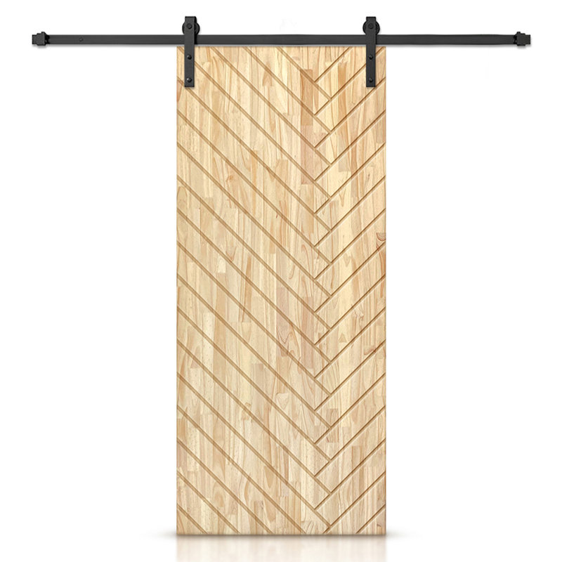 Porte de grange en bois massif lambrissé et métal, H 84 po x l 42 po, Sans finition