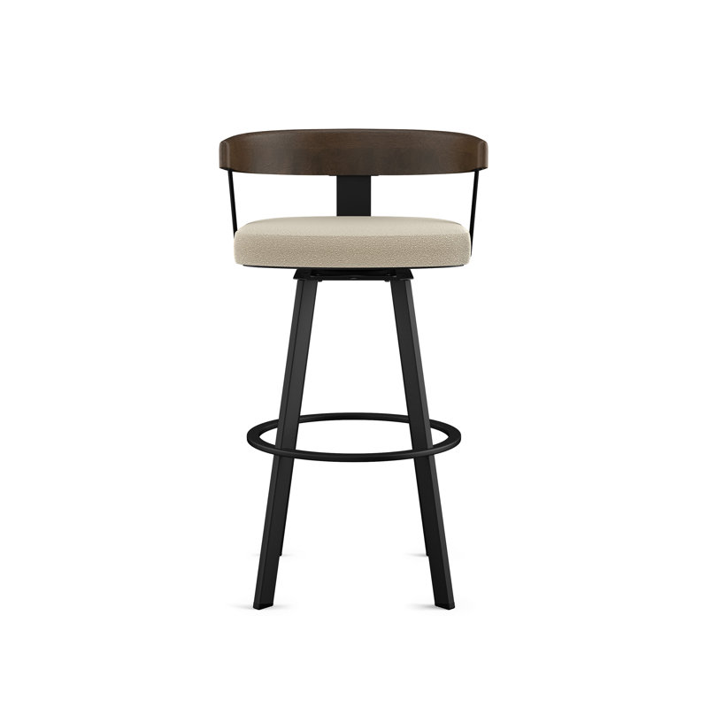 Drees Swivel Upholstered Counter & Bar Stool with Wood Backrest
