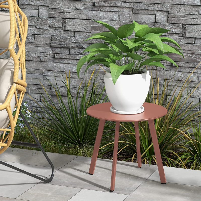 Table d'appoint ronde moderne, petite table de bout décorative avec 4 pieds en angle, table basse compacte pour salon, chambre à coucher, balcon, patio, rose