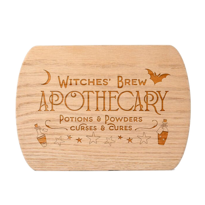 Witches Brew Apothecary Redwood Oval Cutting Board, Redwood