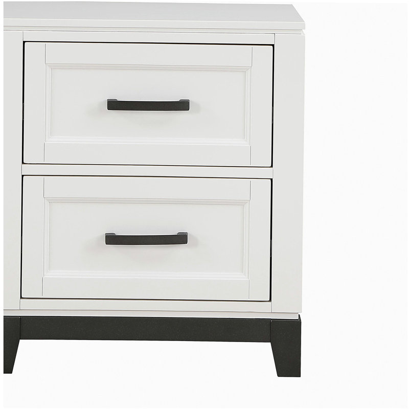 Table de chevet blanche avec 2 tiroirs de rangement et meubles de chambre à coucher en bois 1pc