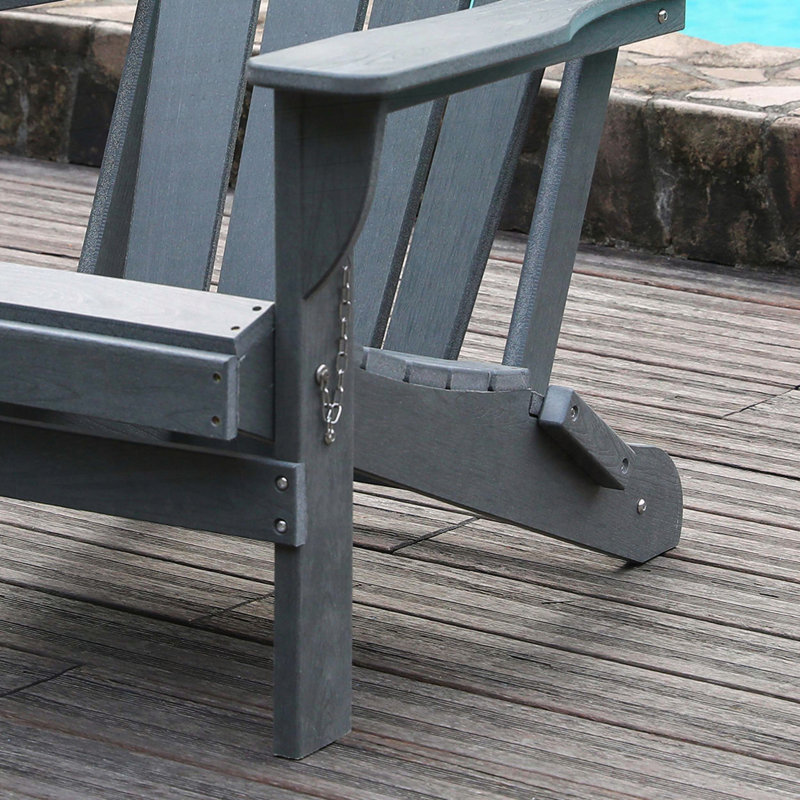 Folding HDPE Adirondack Chair with Dual Cup Holders – All-Weather, 380 lbs Capacity & Easy Maintenance, Gray