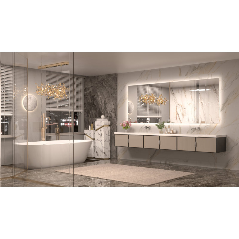 Miroir de salle de bain à DEL rétroéclairé sans cadre, 32 po x 84 po