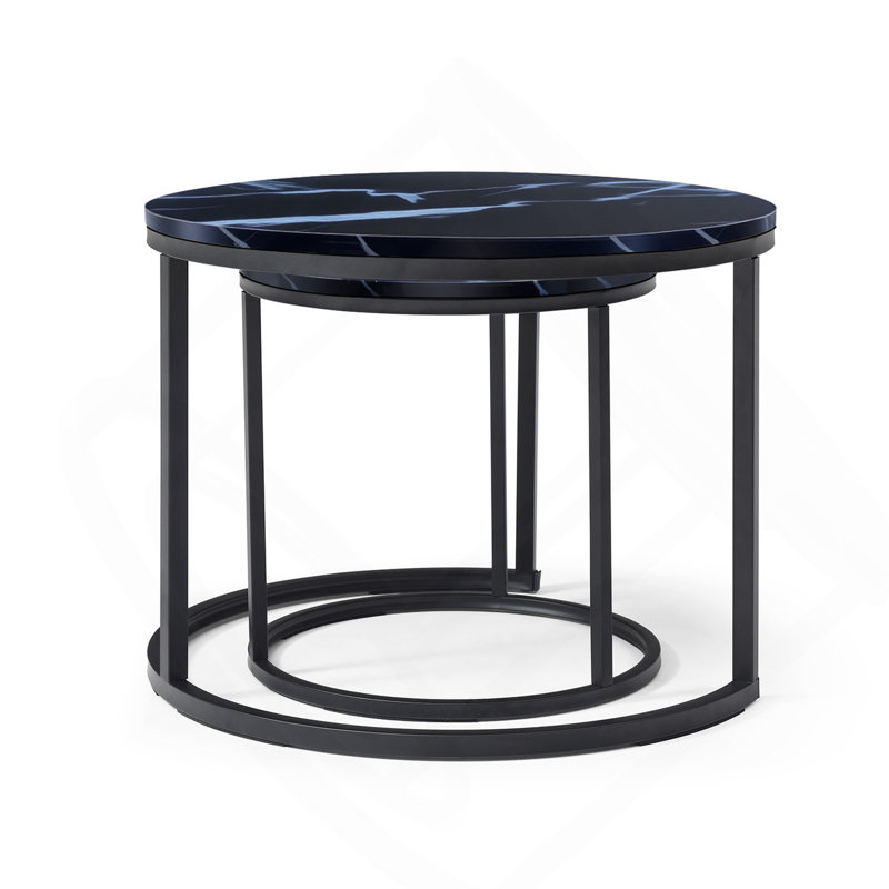 Hudy Nesting Coffee Table, Black, Black