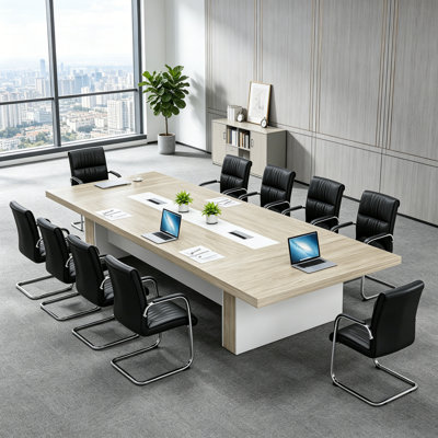 Searfoss Rectangle Conference Table, Large Business Meeting Table, Multi-Person Office Discussion Desk