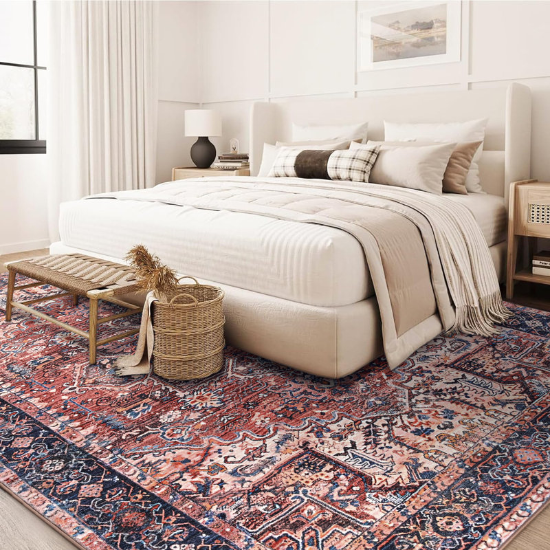 Fillender Washable Soft Vintage Rug Fashion Floral Rug For Living Room Dorm Decor, Rectangle 6' x 9'