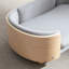 Petit lit pour chien de style scandinave, avec structure en chêne massif, dossier en bois cintré, coussin en velours amovible et lavable, velours respirant, mousse rebondie, - égratignure, teinture imperméable, assemblage simple,
