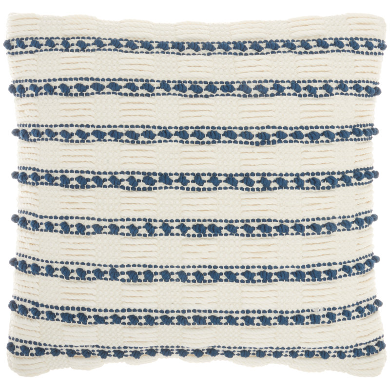 Striped Cotton, Polyester Throw Pillow, Black