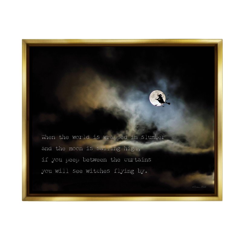 «Witch Flying By Moon» encadré sur bois par Susan Ball, impression, H 25 po x l 31 po x P 1,7 po