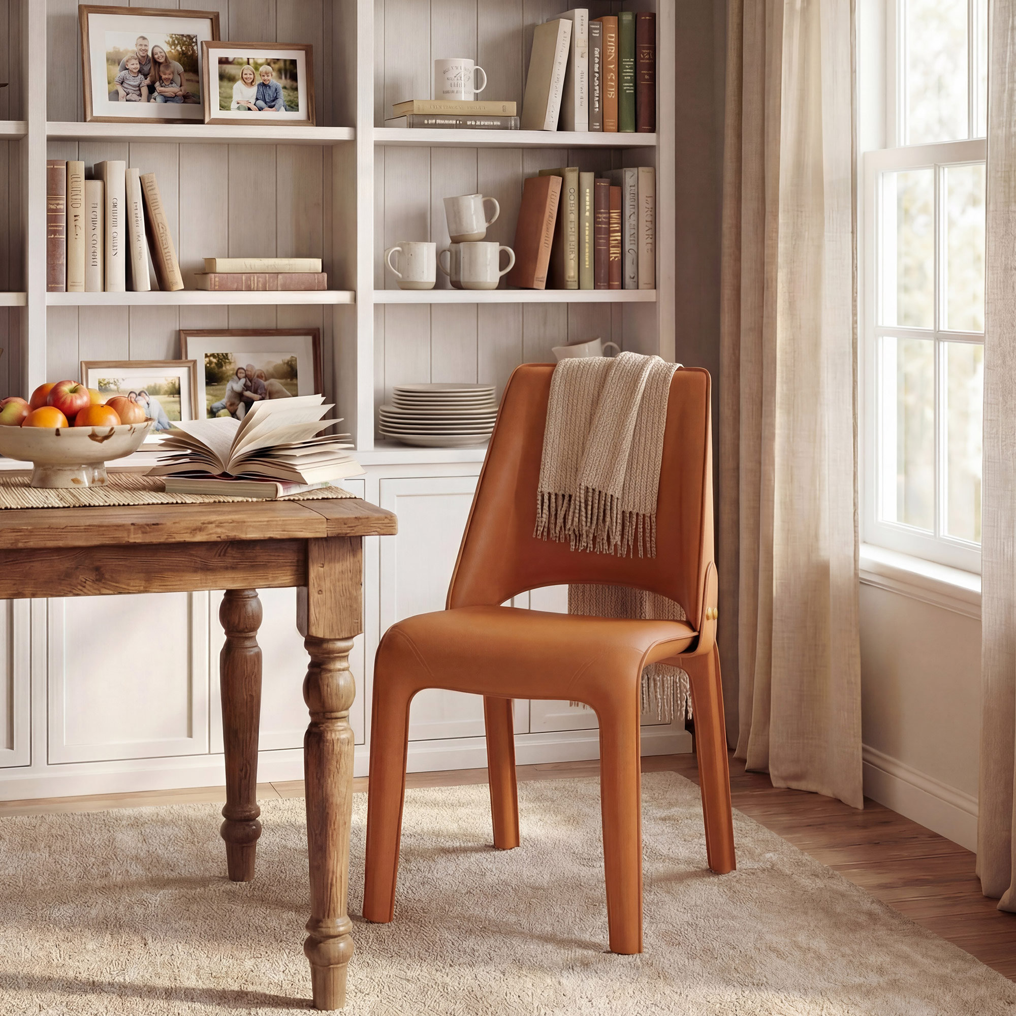 Vannes Vegan Leather Dining Chair, No Assembly Needed, 1, Orange