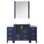 Bleu marine 54 po W Meuble-lavabo simple avec armoires latérales, comptoir en céramique blanche, miroir 28 po, fermeture en douceur, beaucoup de rangement, surface de travail à gratter et à teindre-1626840580-1626840583