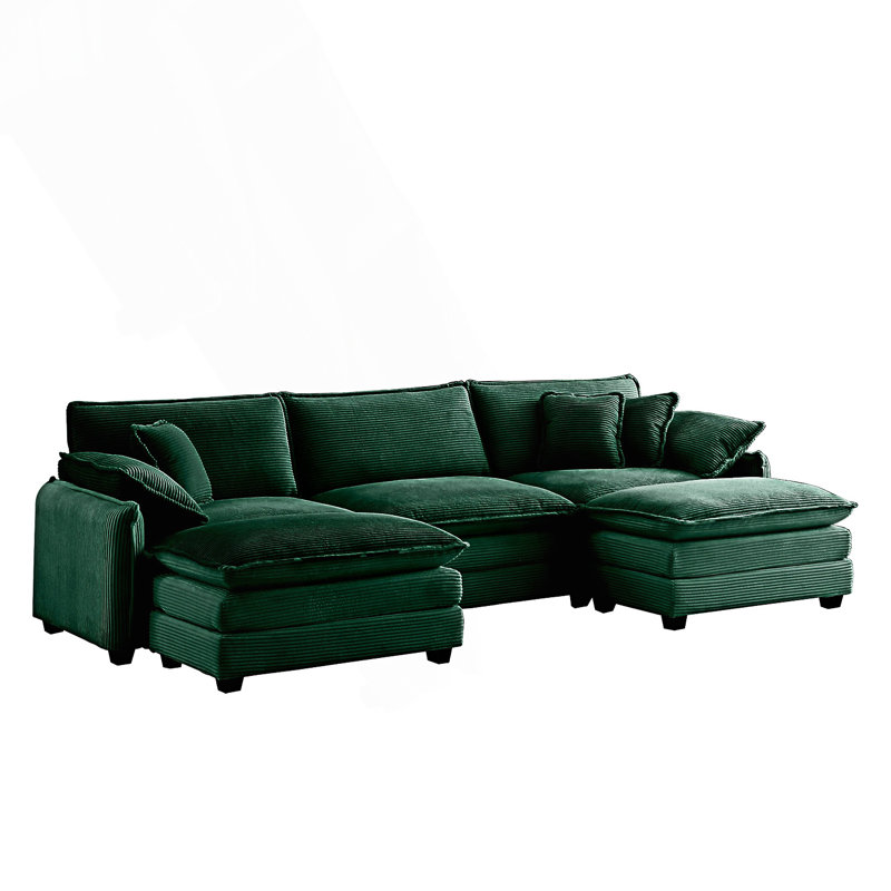 Canapé modulaire surdimensionné avec repose-pieds convertible, canapé 3 places avec 2 repose-pieds, canapé en forme de U