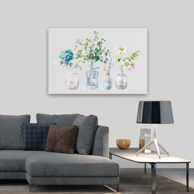 Fleurs de plage I bouteille de roses de plage florales grises
