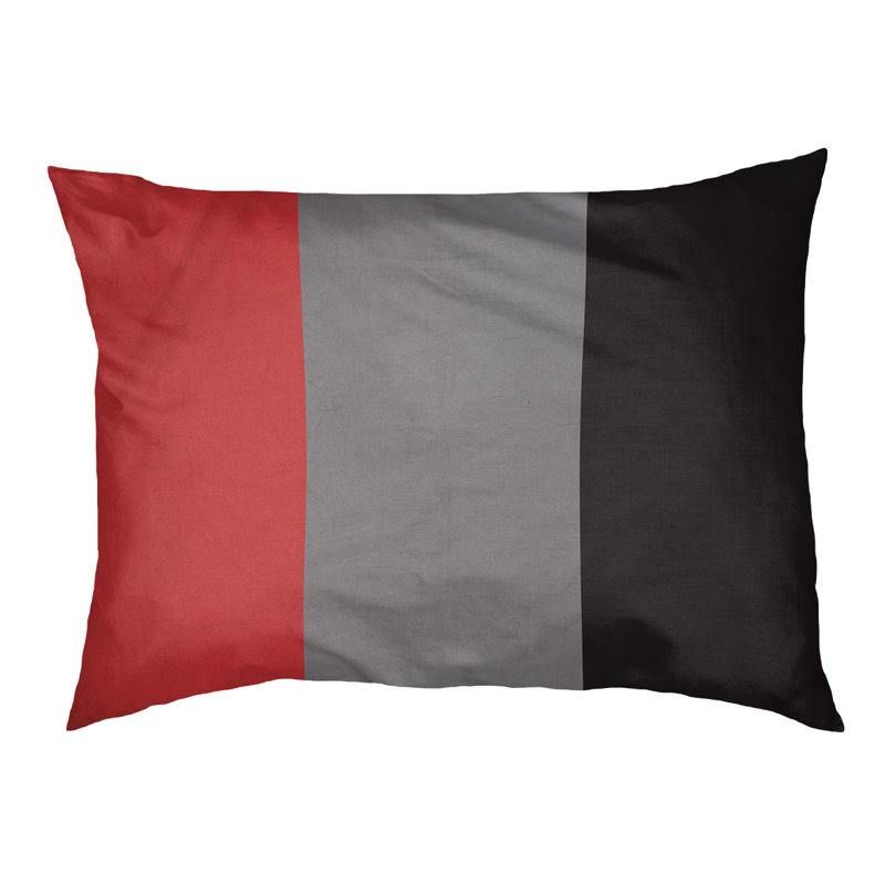 Coussin rectangulaire designer Tampa Bay, Grand (L 40 po x l 50 po), Rouge / gris mat / noir