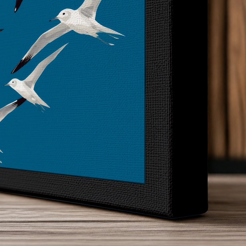 Soaring Seabirds Coastal - Wrapped Canvas, 30x20 - 76.2 x 50.8 cm, Black Border