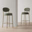 Ensemble de 2 tabourets de bar de 29 po de hauteur, ensemble de 2 chaises de comptoir rondes en similicuir moderne avec pieds dorés-302231832