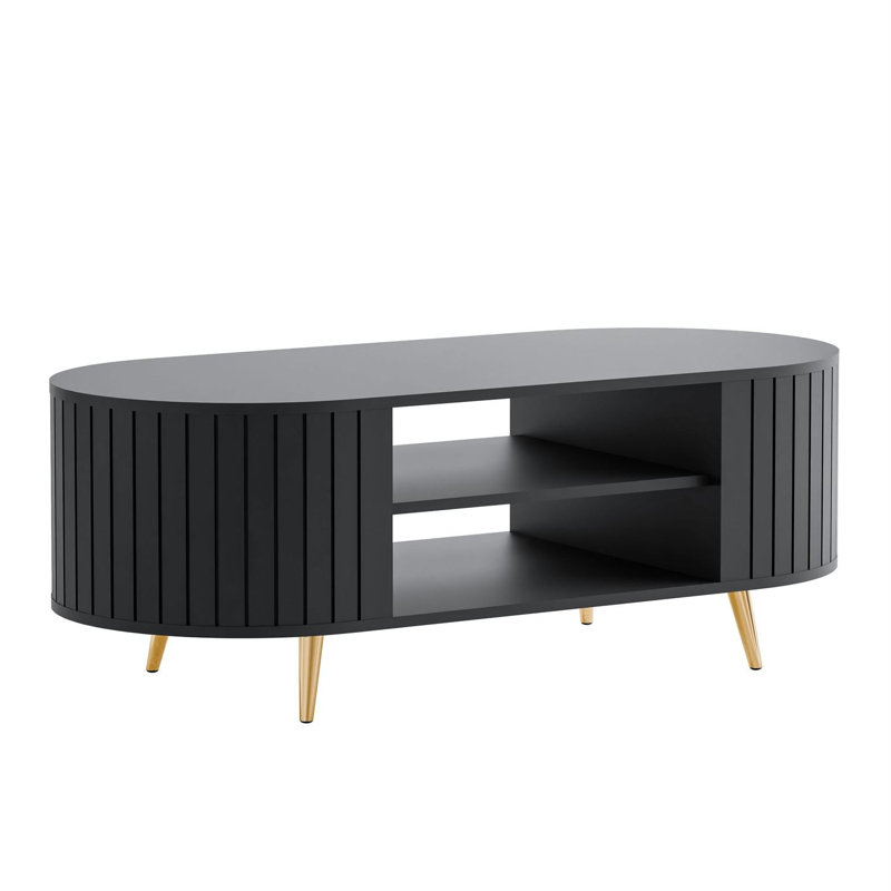 Coffee Table with Storage, Black, Gold