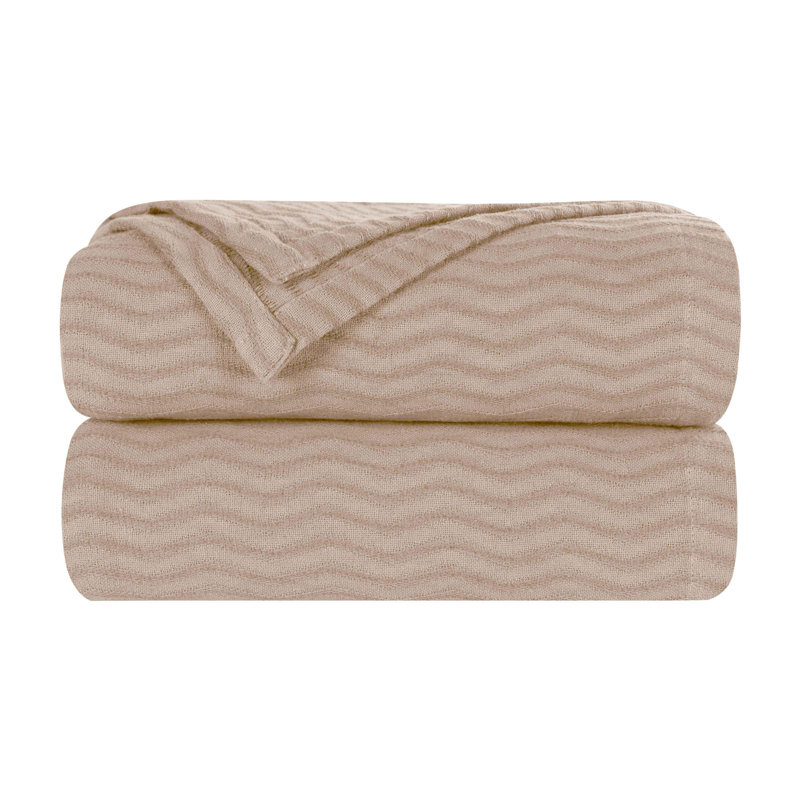 Jeté 100% coton Blue Nile Mills - tissage chevron Dobby - Accent léger toutes saisons, Lit double, Kaki