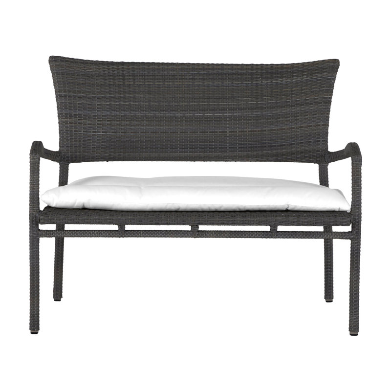 Skye Wicker Garden Bench, Black Walnut, Natural White, Welt