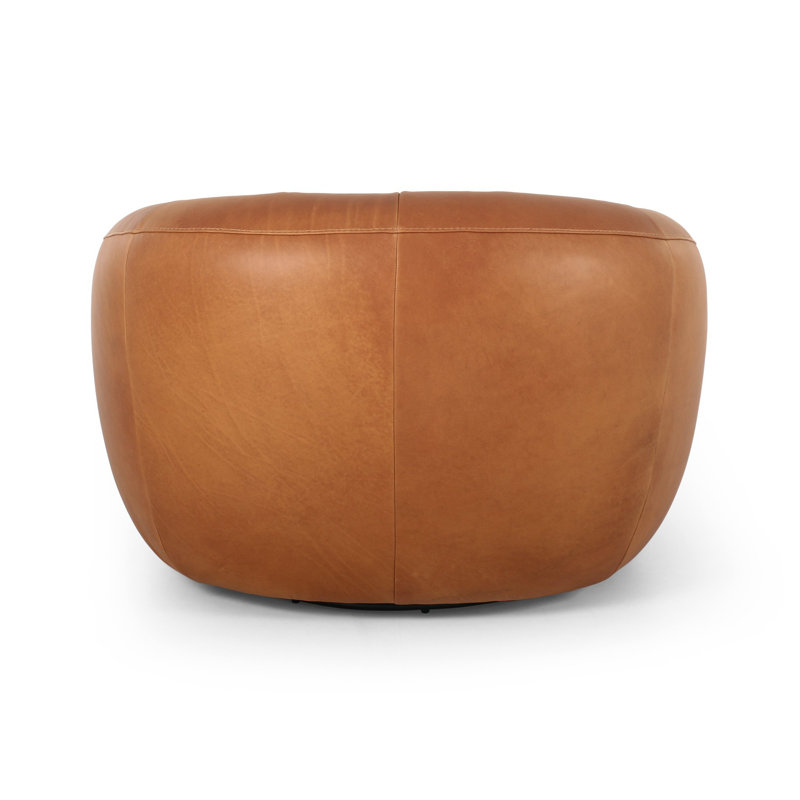 Saldana Leather Swivel Club Chair