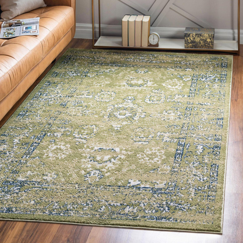 Tapis rectangulaire gris anthracite / ivoire en polypropylène tissé à la machine 9 pi x 12 pi, Rond 5 pi 1 po