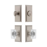 Carre Short Plate Complete Entry Set with Single Cylinder Deadbolot and Carre Crystal Knob