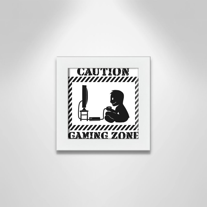 Impression sur papier Juvenile Gaming Gaming Zone Kids, H 8 po x l 8 po x P 0,63 po, Cadre blanc