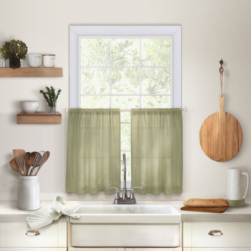 Reade Tailored Cafe Curtain, 24" H x 30" W, Sage