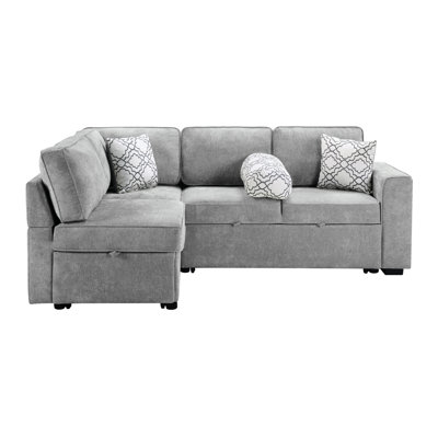 Multifunctional 83.9" L-Shaped Sleeper With Dual Beds, Flip-Top Table, Smart Armrest Design Charging, Pillows For Modern Interior Contemporary Decor