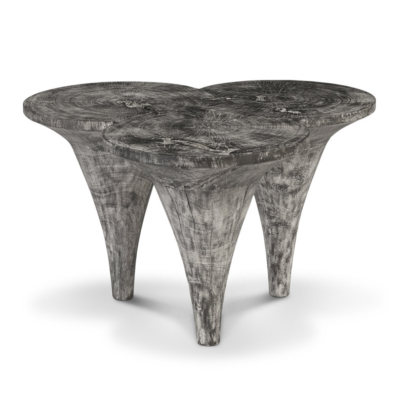 Marley Solid Wood 3 Legs Coffee Table, Gray