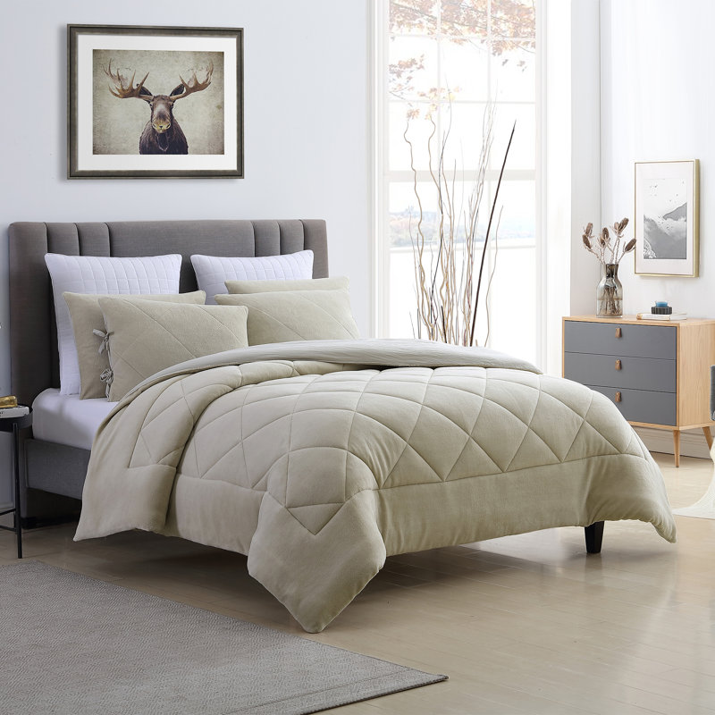  Ensemble d'édredon réversible en molleton Coral, Édredon double / grand + 2 taies décoratives sta, Gruau