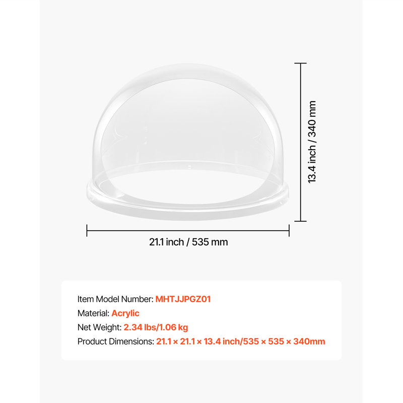 Couvercle de machine à barbe à papa, protection antibulles compatible avec les bols de 52 cm (20,5 pouces) pour machines à barbe à papa, idéal pour les fêtes et les commerces. Dôme transparent en acrylique avec rainure inférieure.