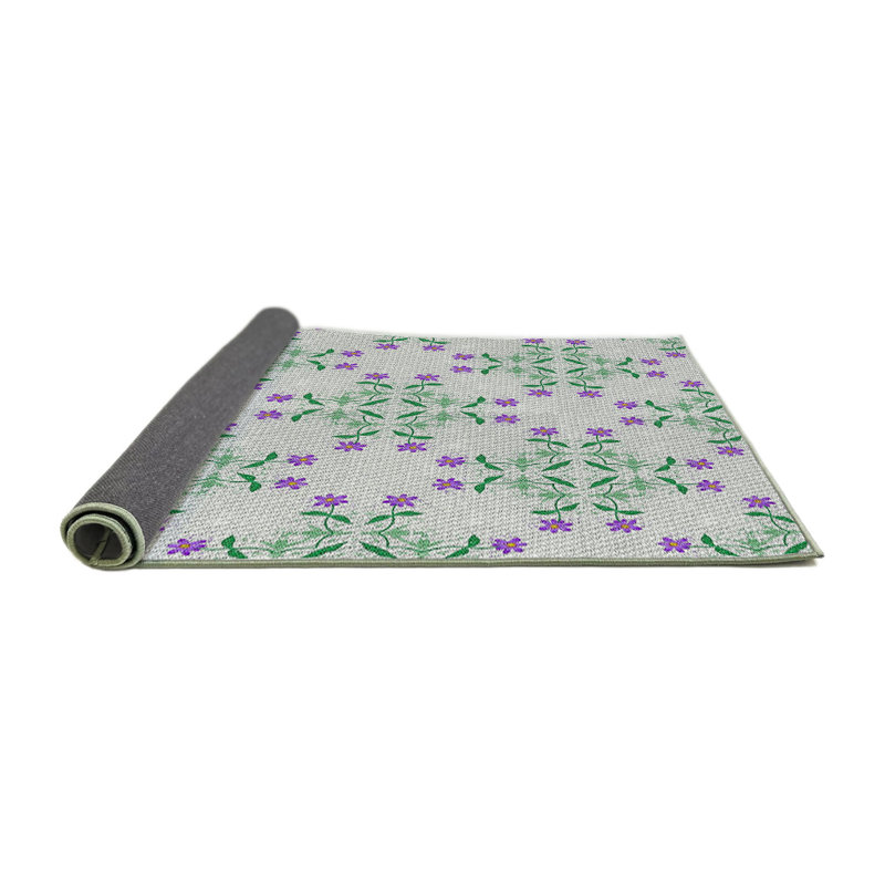 Tapis vert/mauve tissé à la machine, Rond 3 pi