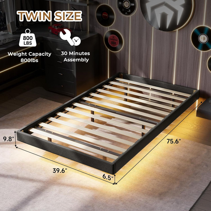 Structure de lit en tissu, aucun sommier requis, Simple